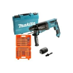 Makita HR2630 SDS+ 3 Mode Rotary Hammer Drill 240V With 17 Piece Acce. & Keyless Chuck