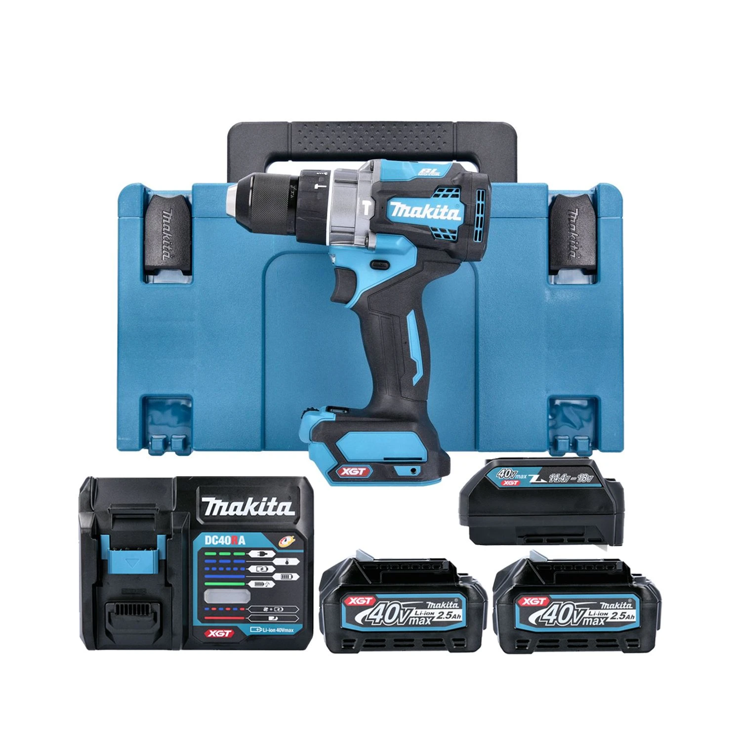 Makita HP001G 40V XGT Brushless Combi Drill With 2 X 2.5Ah Batteries, Charger, Adaptor & Case - Image 9