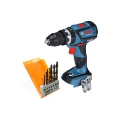Bosch GSB18V-60 Combi Drill + 8 Piece Wood Drill Bit Set