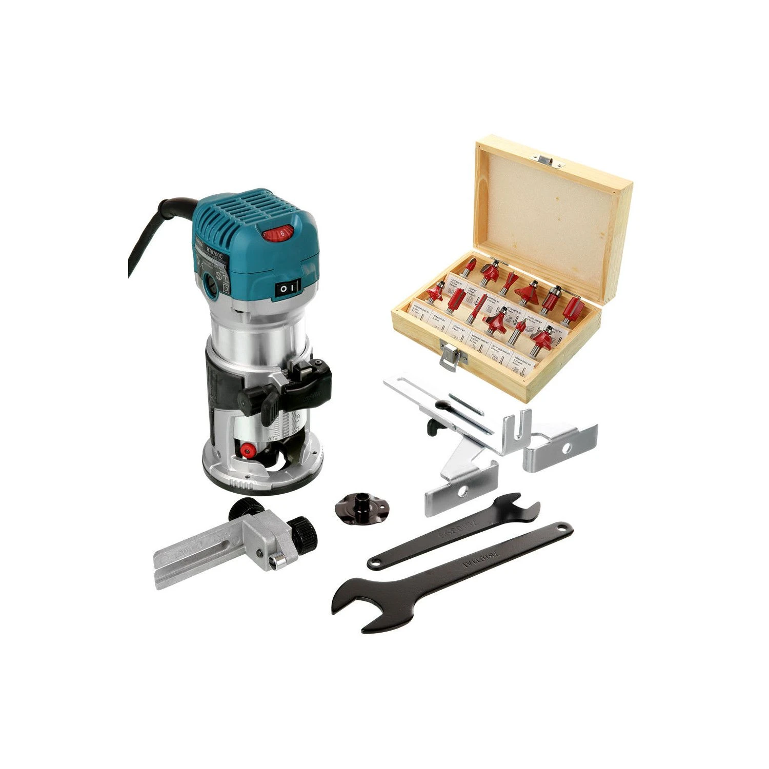 Makita RT0700CX4 Router 110V With 12 Piece 1/4" Cutter Set