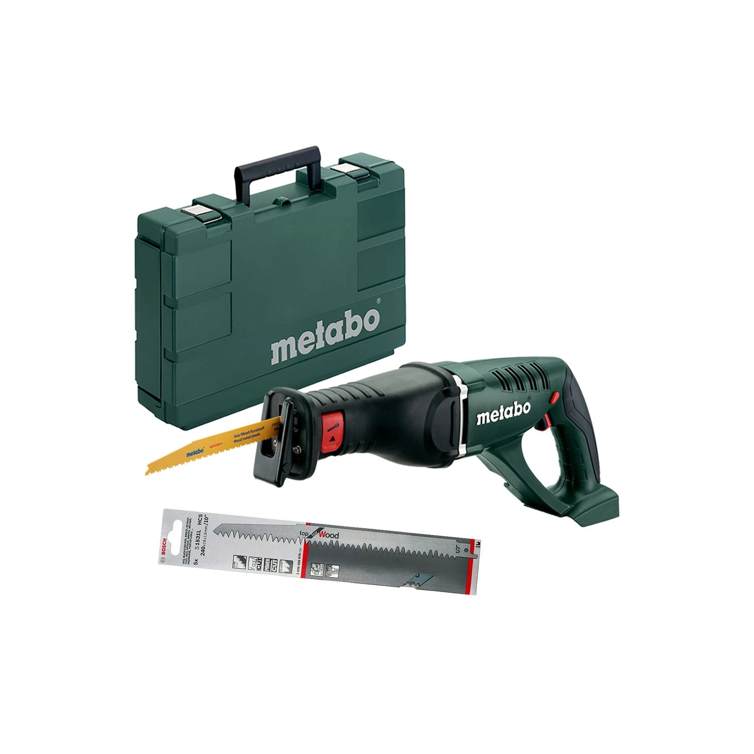 Metabo ASE 18 LTX 18v Cordless Reciprocating Saw With Case + Saw Blade Pack Of 5