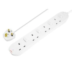 Masterplug MSTSWC4210 13A 4-Gang Extension Lead 2m White Switched 240V