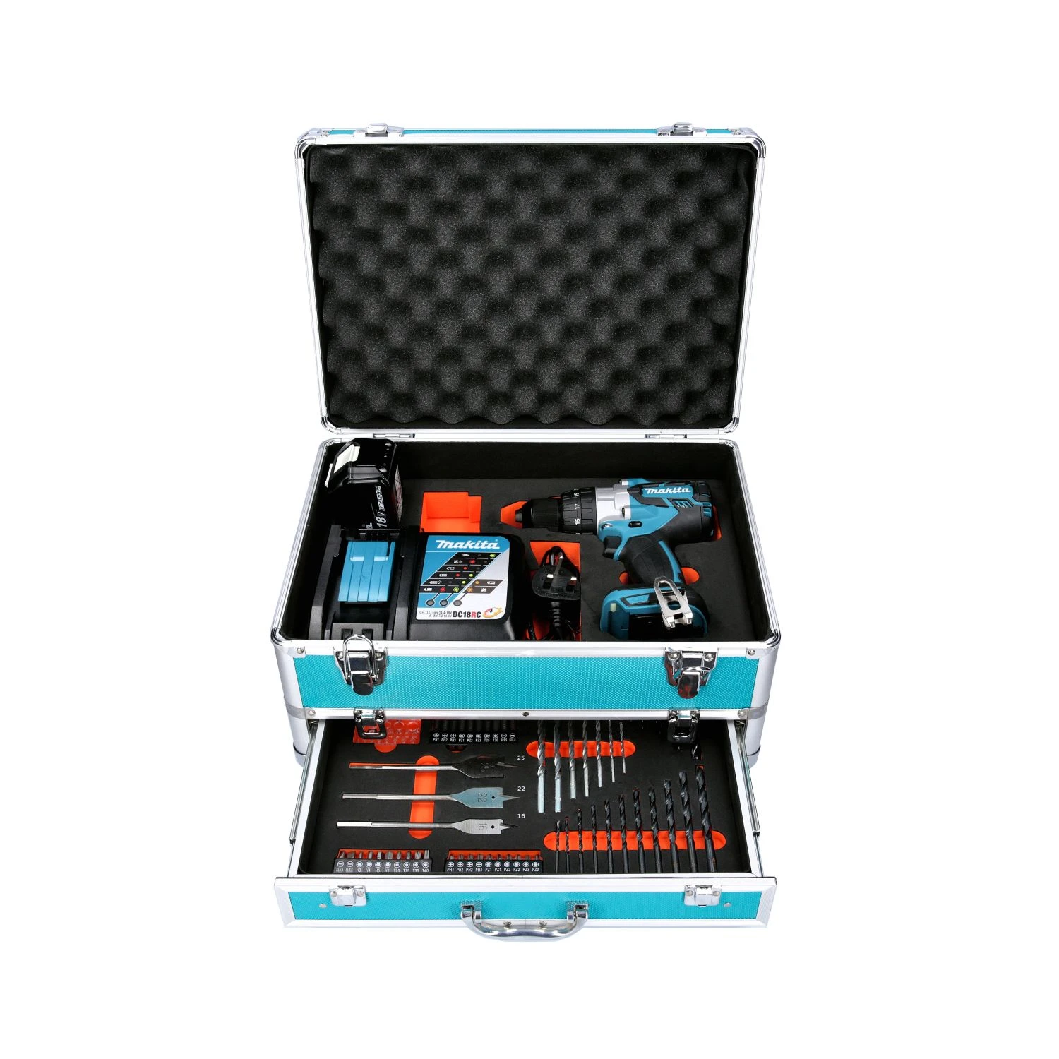 Makita DHP481 18V LXT Combi Drill + 1 X 4Ah Battery & Charger With 70pc Acc. Set - Image 12
