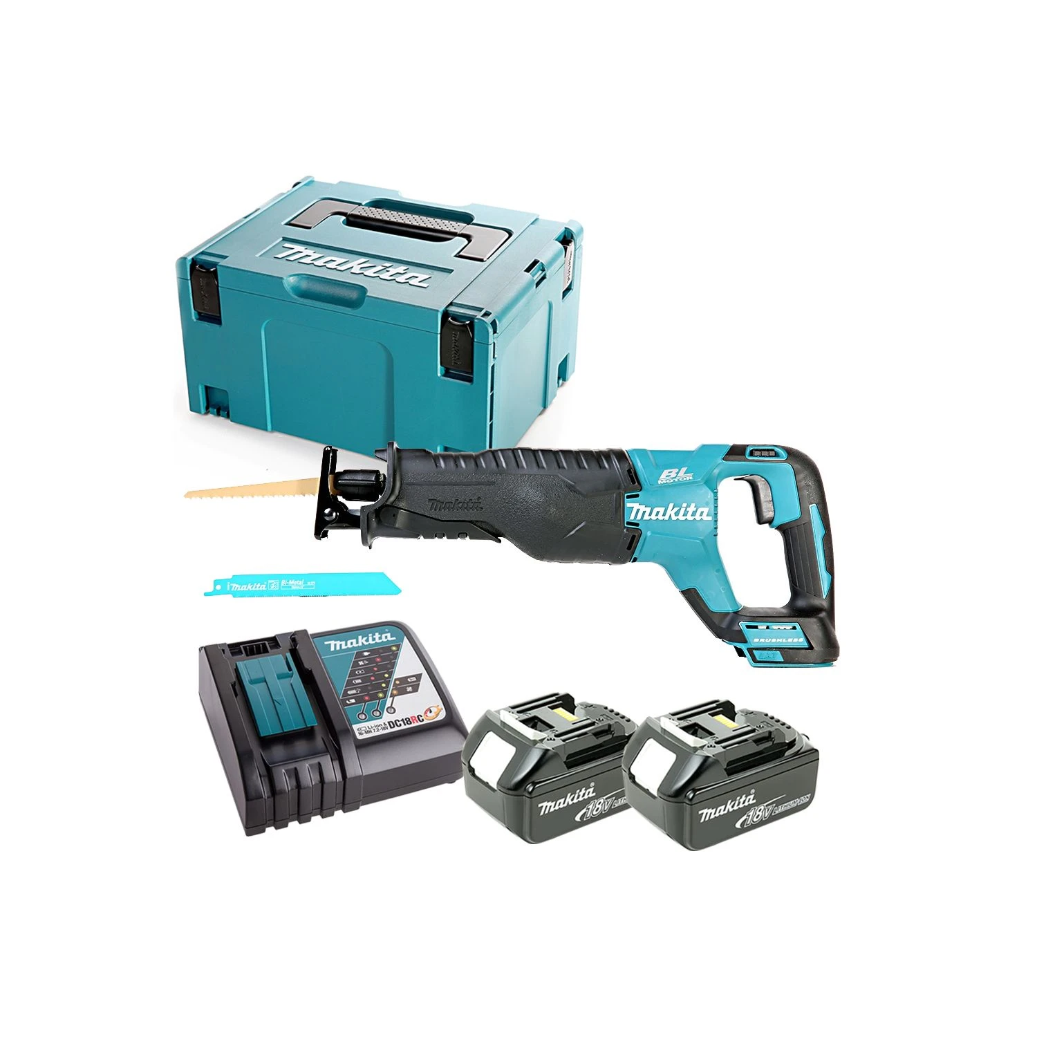 Makita DJR187 18V Brushless Reciprocating Saw With 2 X 6.0Ah Batteries, Charger & Case - Image 11