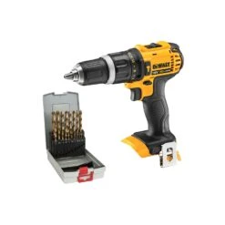 Dewalt DCD785 18V XR Combi Drill With Bosch 19 Piece HSS Metal Drill Bit Set