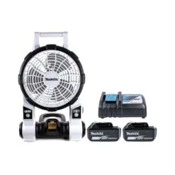 Makita DCF201 18V LXT White Cordless Portable Fan With 2 X 5.0Ah Batteries & Charger