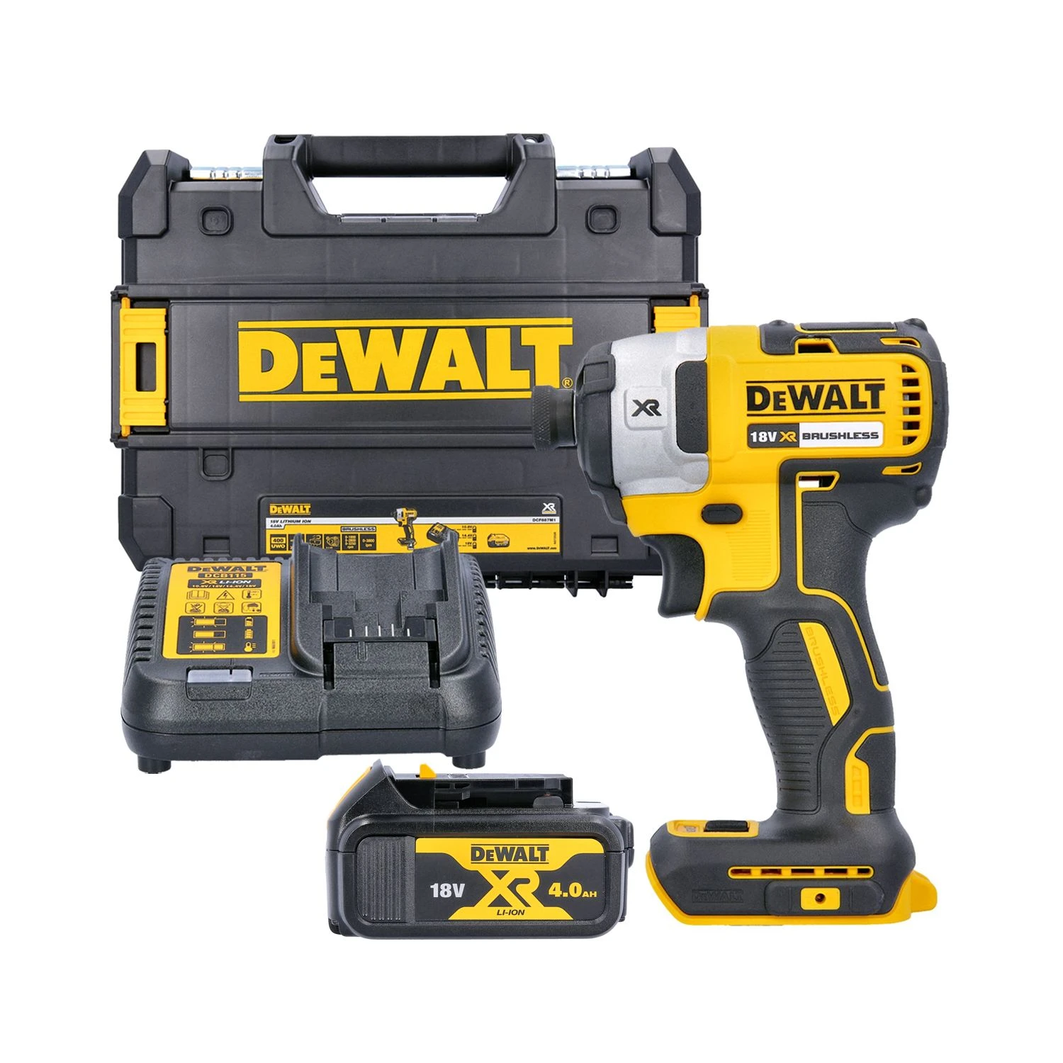 DeWalt DCF887 18V XR 3-Speed Brushless Impact Driver With 1 X 4.0Ah Battery, Charger & Carry Case