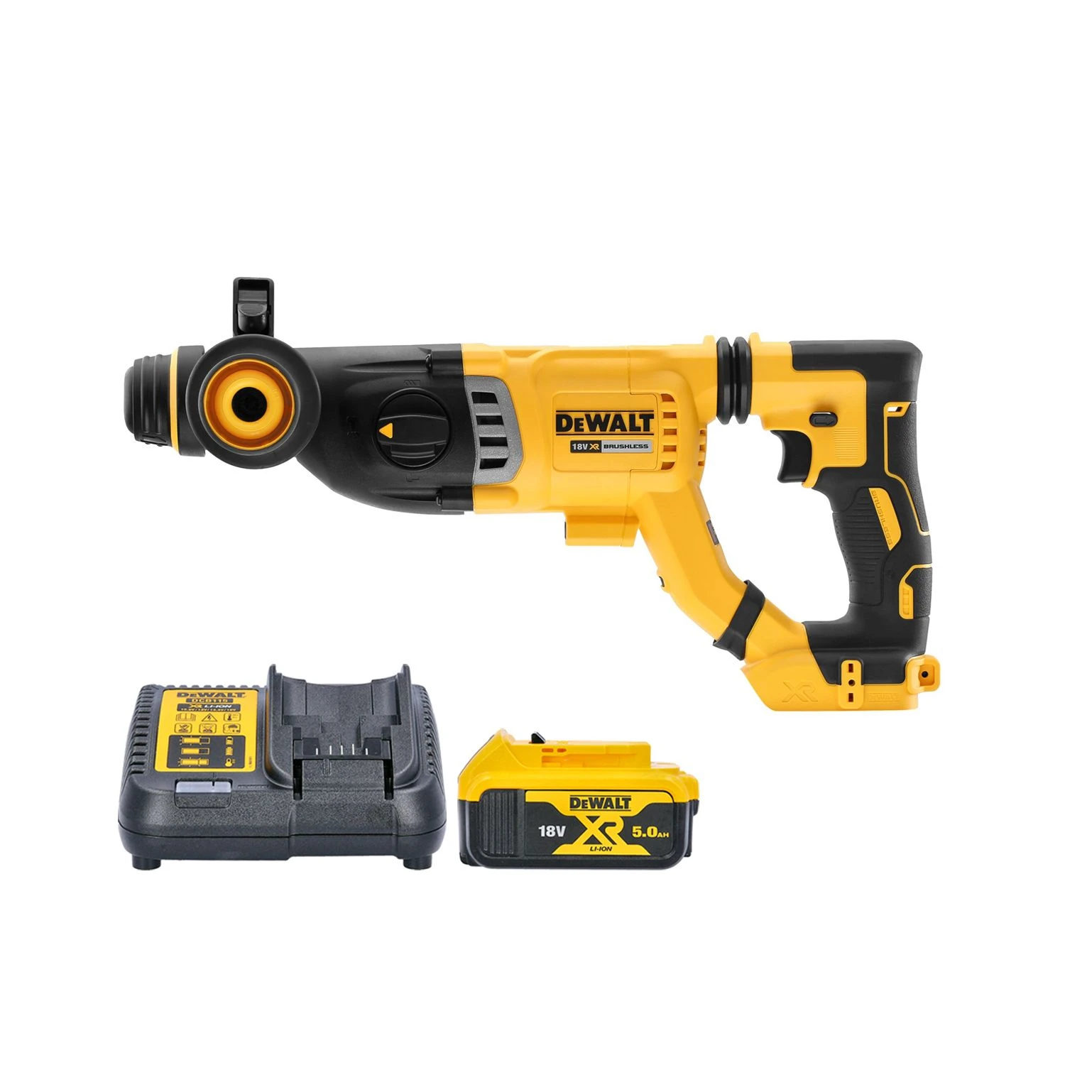 DeWalt DCH263 18V XR Brushless SDS Plus Rotary Hammer Drill With 1 X 5.0Ah Battery & Charger