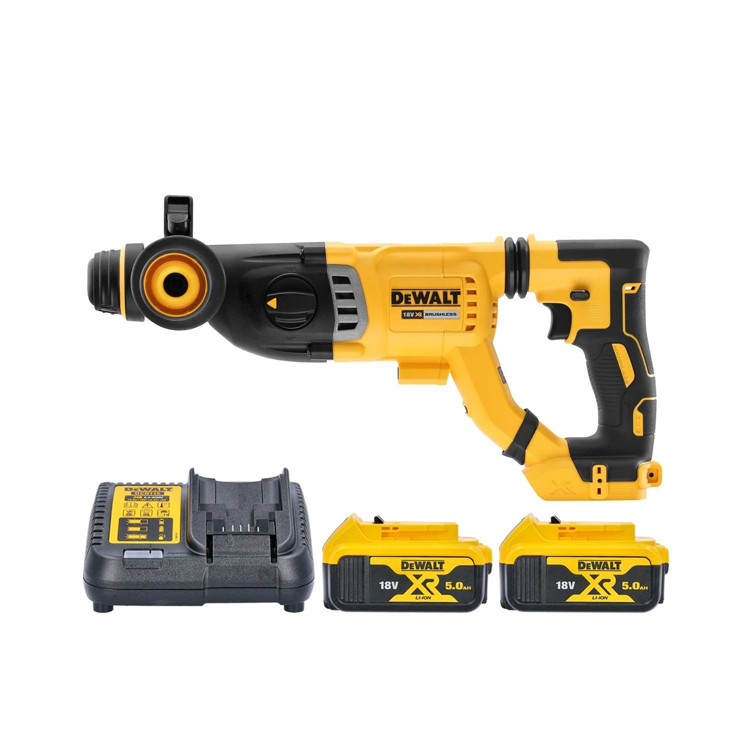 DeWalt DCH263 18V XR Brushless SDS Plus Rotary Hammer Drill With 2 X 5.0Ah Batteries & Charger