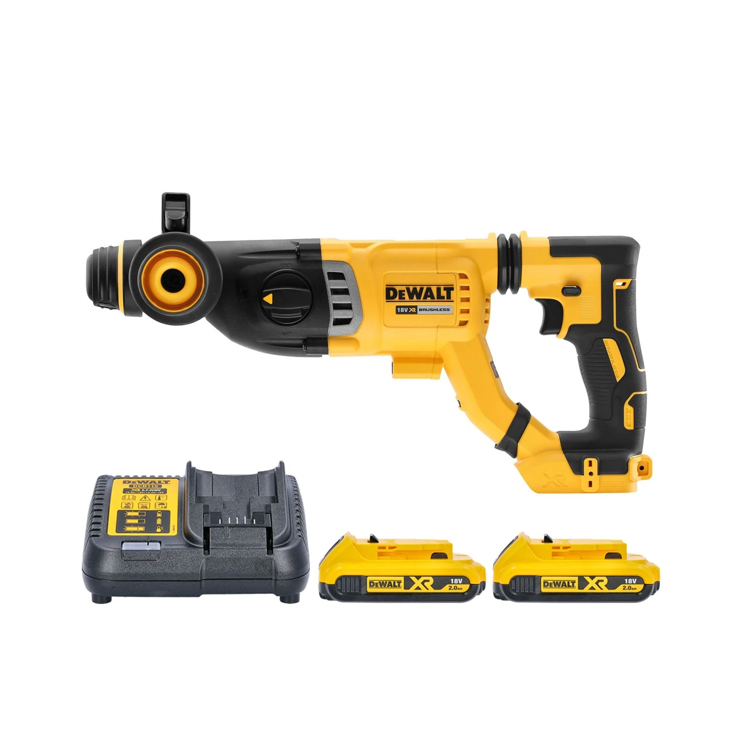 DeWalt DCH263 18V XR Brushless SDS Plus Rotary Hammer Drill With 2 X 2.0Ah Batteries & Charger