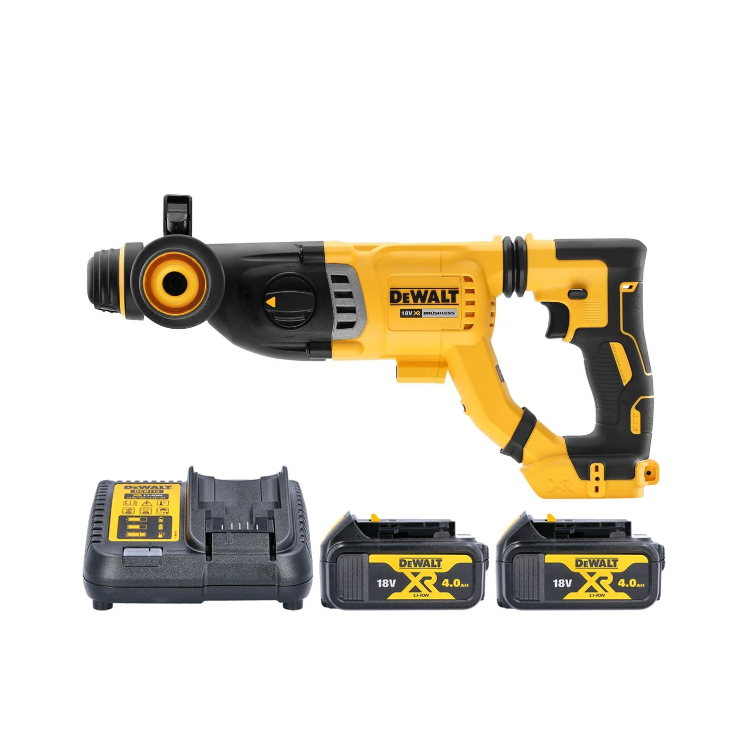DeWalt DCH263 18V XR Brushless SDS Plus Rotary Hammer Drill With 2 X 4.0Ah Batteries & Charger