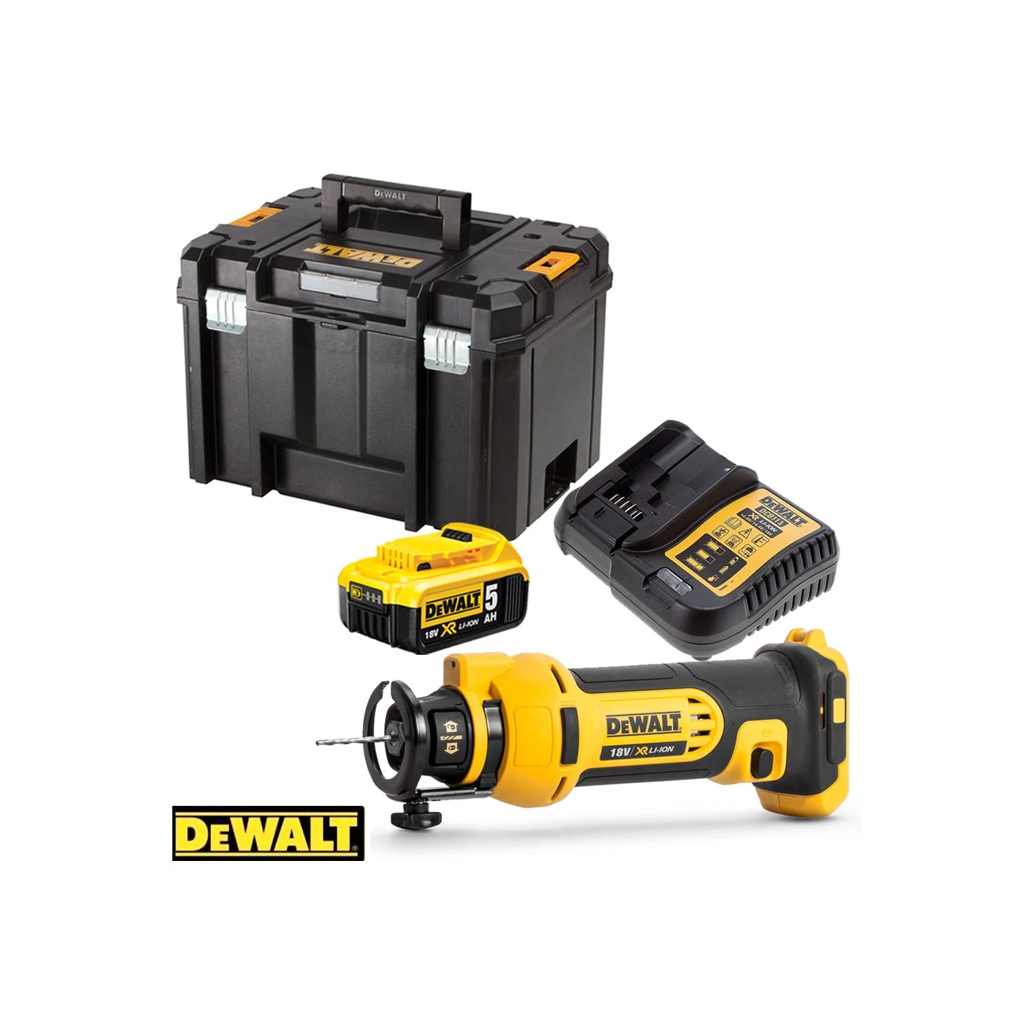 Dewalt DCS551N 18V XR Drywall Cut-Out Tool With 1 X 5Ah Battery, Charger & Case