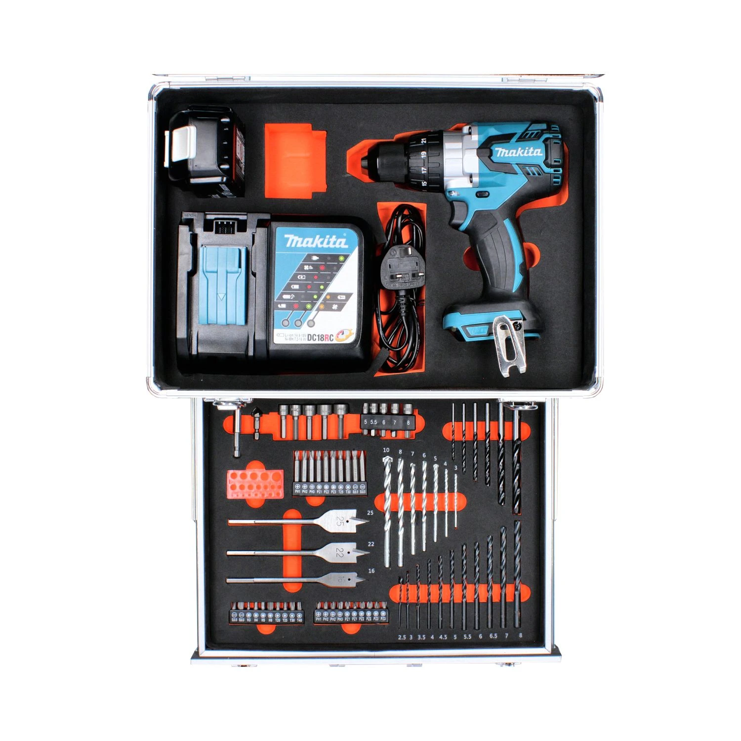 Makita DHP481 18V LXT Combi Drill + 1 X 4Ah Battery & Charger With 70pc Acc. Set - Image 2