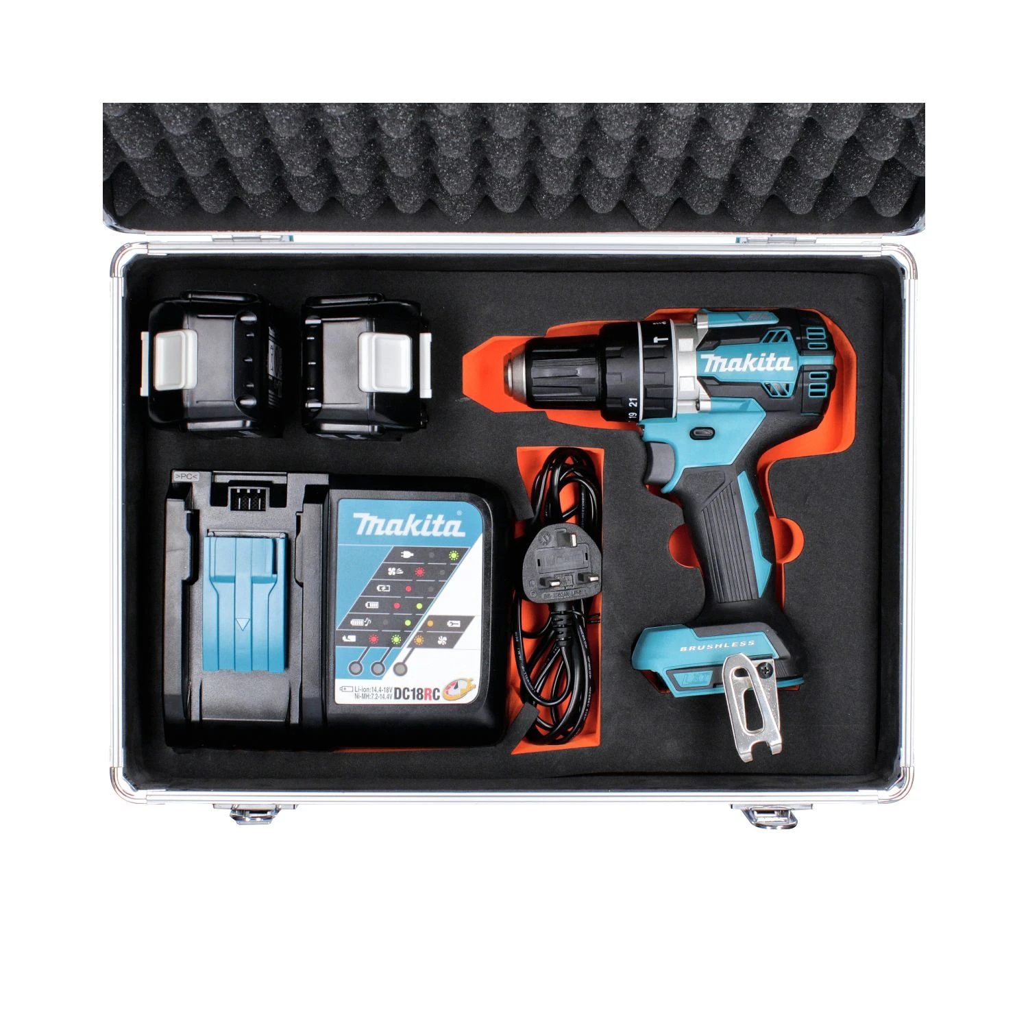 Makita DHP484 18V Combi Drill 2 X BL1860, DC18RC & 70pc Acc. - Image 3