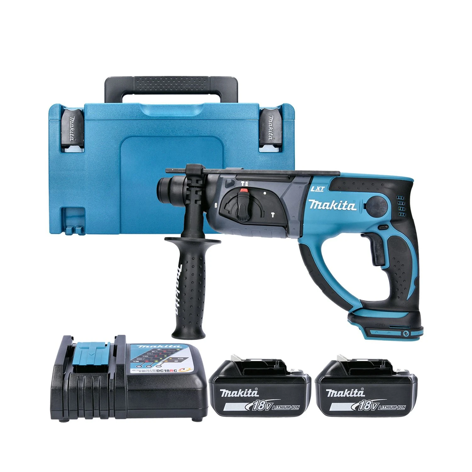 Makita DHR202 18V LXT SDS Plus Hammer Drill With 2 X 4.0Ah Batteries, Charger, Case & Inlay