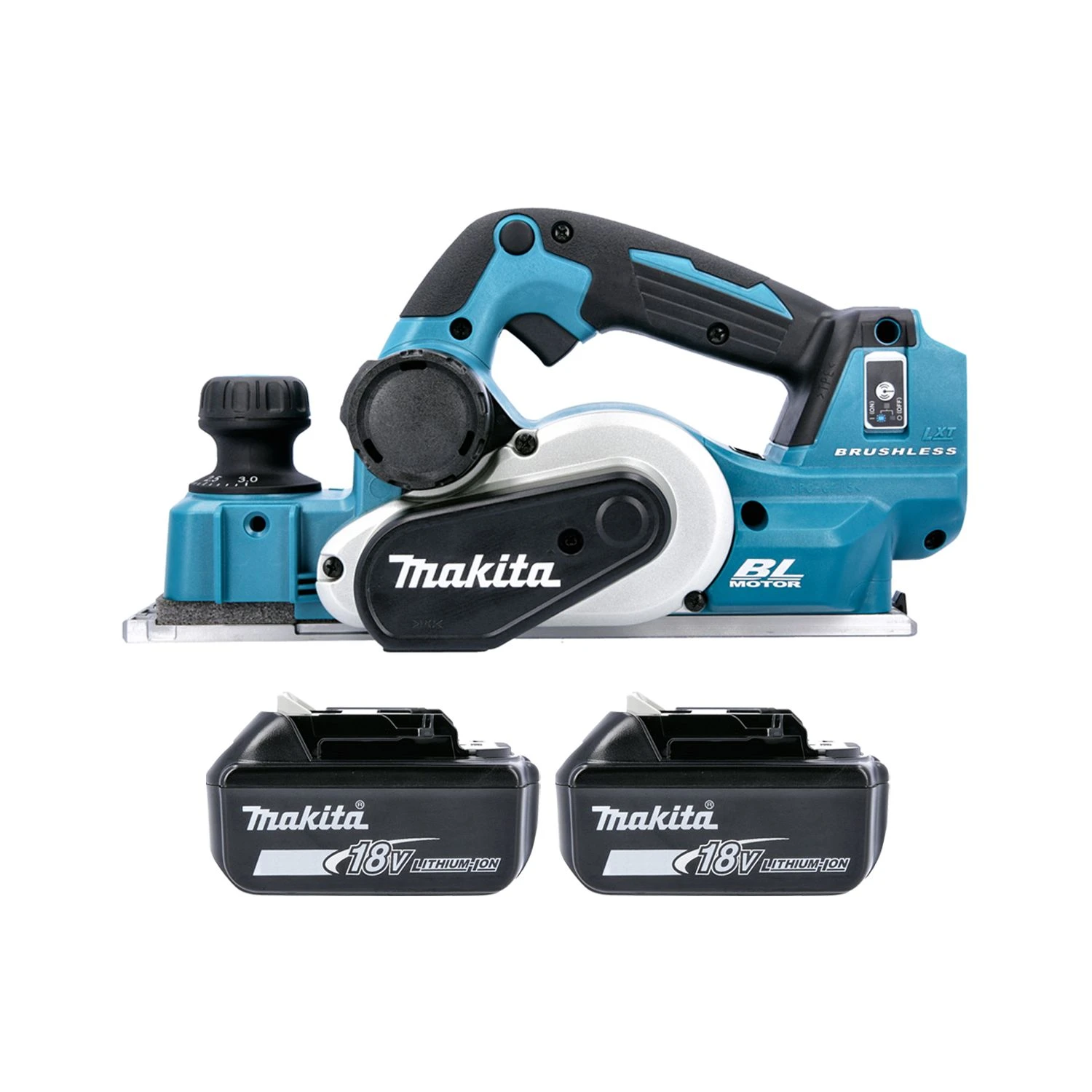 Makita DKP181 18V LXT 82mm Brushless Planer With 2 X 6.0Ah Batteries
