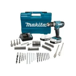 Makita HP488DAEX1 18V G-Series Cordless Combi Drill With 2 X 2.0Ah Batteries, Charger, Case & 74 Pieces Accessories