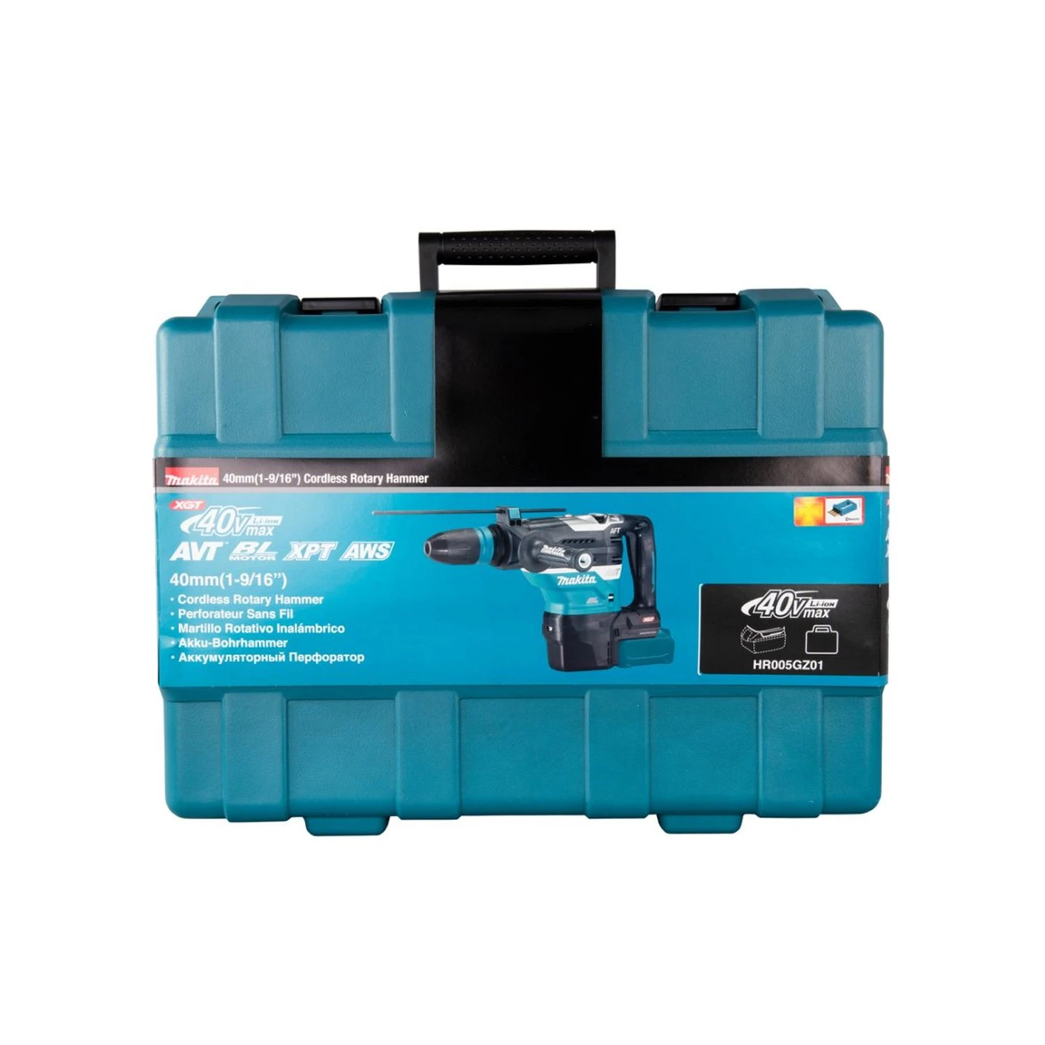 Makita HR005G 40Vmax XGT Brushless Rotary Demolition Hammer With 2 X 4.0Ah Batteries, Charger, Adaptor & Case - Image 9