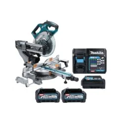 Makita LS002GZ01 40Vmax XGT Slide Compound 216mm Mitre Saw With 2 X 2.5Ah Batteries, Charger & ADP10 Adaptor