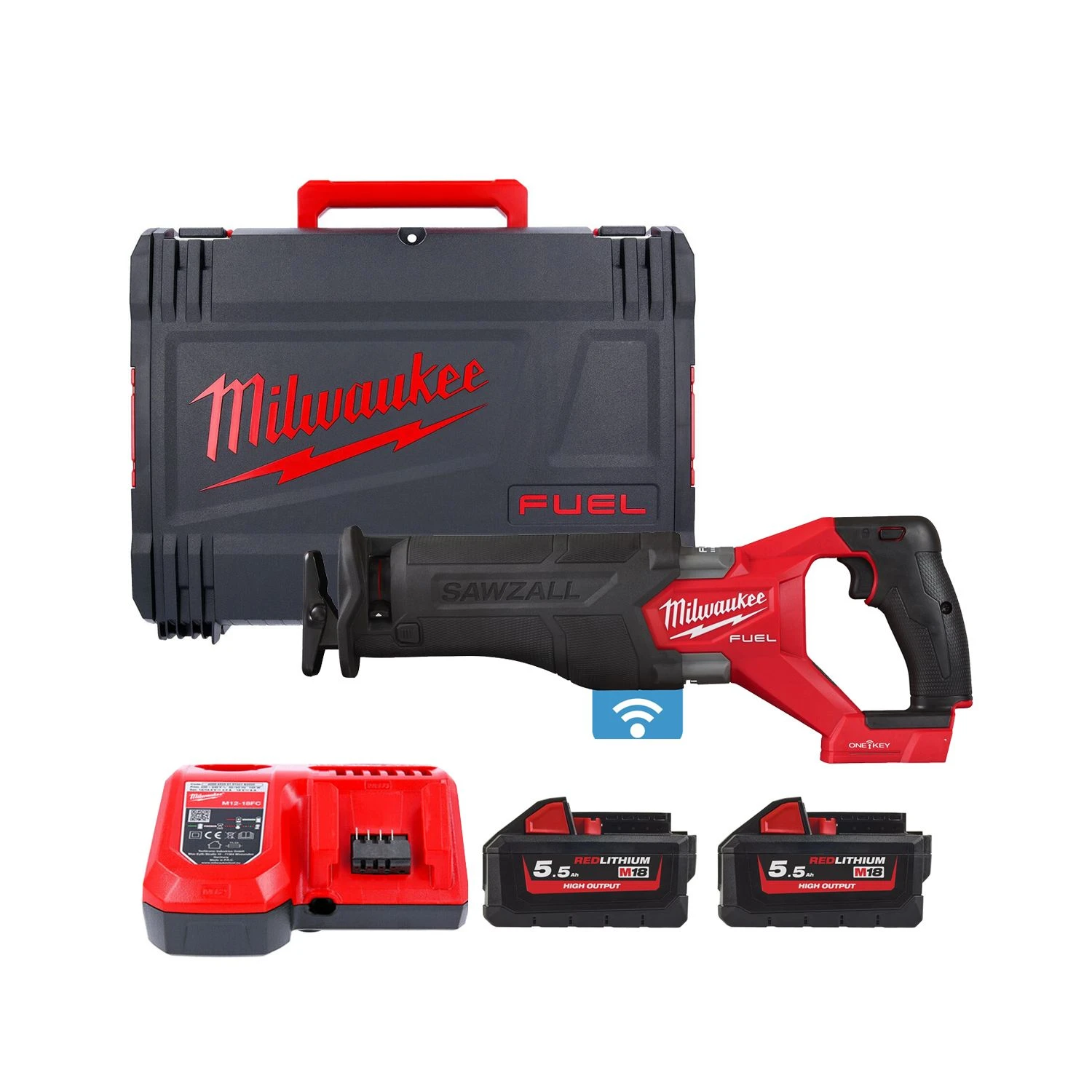 Milwaukee M18ONEFSZ-552X 18V Cordless ONE-KEY Reciprocating Saw With 2 X 5.5Ah Batteries, Charger & Carry Case - Image 2