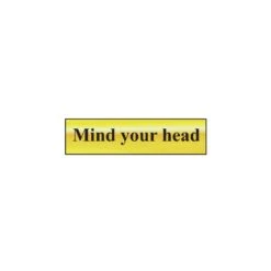 Scan Mind Your Head Polished Brass Effect 200 X 50mm