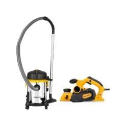 TOUGH MASTER® Electric Power Wood Planer 110mm With Parallel Guide, Wrench, 2 Blades + 18L Wet & Dry Vacuum Cleaner